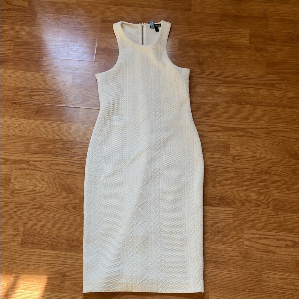 Express White Textured Tank Sheath Dress